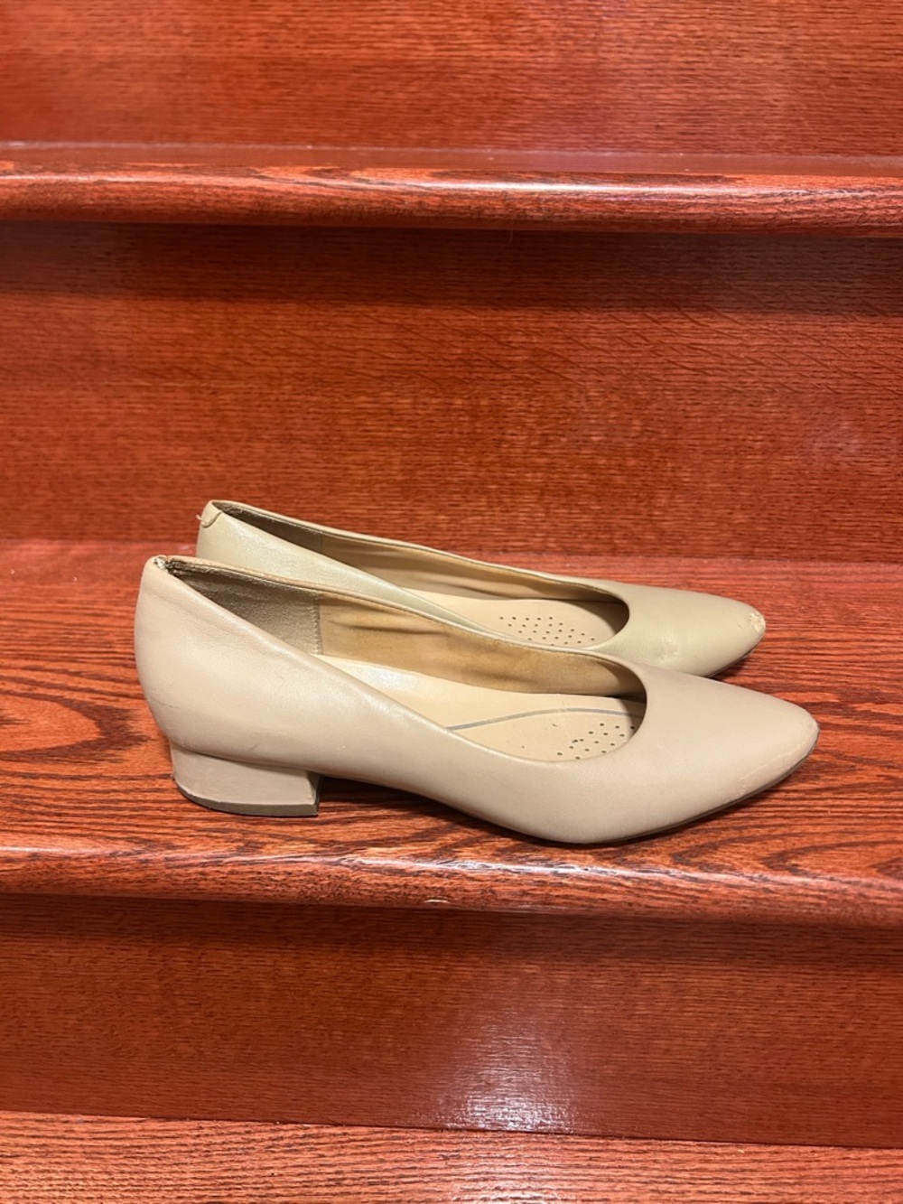 Easy Spirit Taupe Low Block Heel Pumps